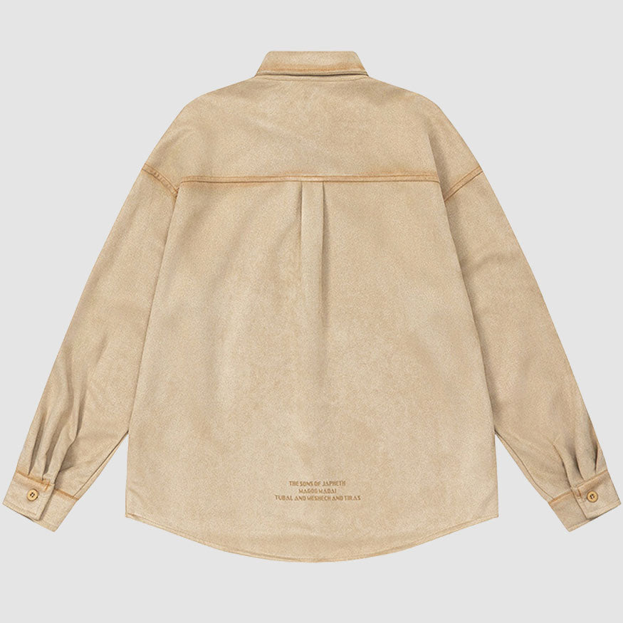Style Core Aesthetics, New Style Trends Vintage Suede Solid Shirts Style Core Aesthetics, New Style Trends Vintage Suede Solid Shirts
