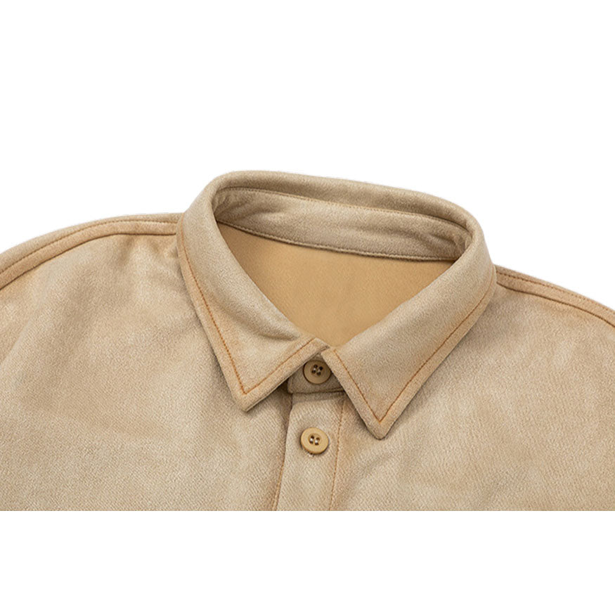 Style Core Aesthetics, New Style Trends Vintage Suede Solid Shirts Style Core Aesthetics, New Style Trends Vintage Suede Solid Shirts