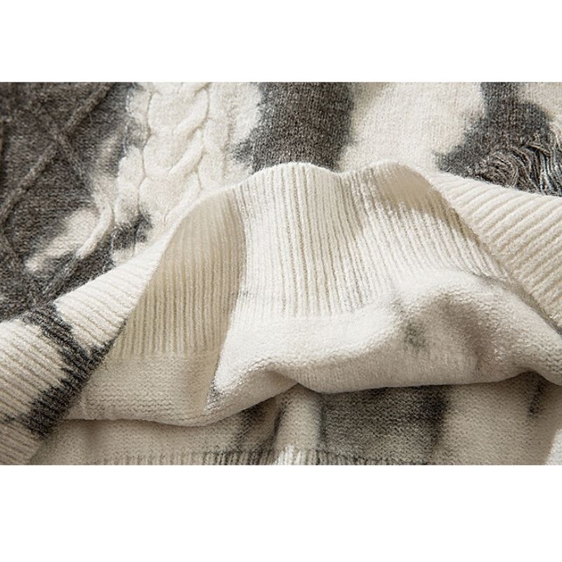 Style Core Aesthetics, New Style Trends Vintage Tie-Dye Jacquard Pullover Style Core Aesthetics, New Style Trends Vintage Tie-Dye Jacquard Pullover