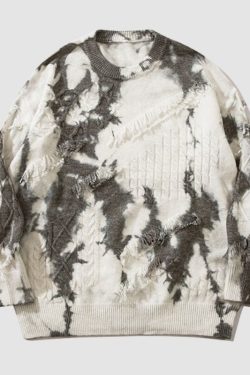 Style Core Aesthetics, New Style Trends Vintage Tie-Dye Jacquard Pullover