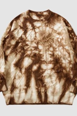 Style Core Aesthetics, New Style Trends Vintage Tie-Dye Jacquard Pullover