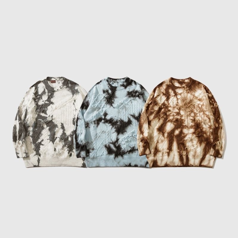 Style Core Aesthetics, New Style Trends Vintage Tie-Dye Jacquard Pullover Style Core Aesthetics, New Style Trends Vintage Tie-Dye Jacquard Pullover