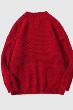 Style Core Aesthetics, New Style Trends Vintage Twist Solid Color New Year Sweater