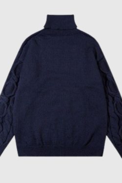 Style Core Aesthetics, New Style Trends Vintage Twist Solid Turtleneck Sweater