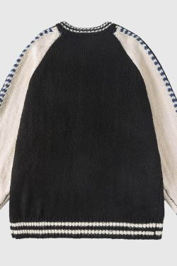 Style Core Aesthetics, New Style Trends Vintage Varsity Knit Cardigan