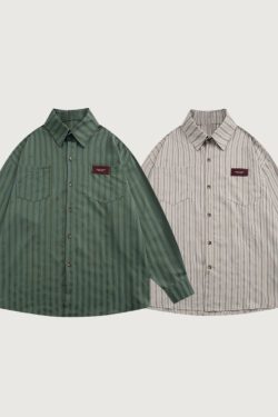 Style Core Aesthetics, New Style Trends Vintage Vertical Striped Shirt