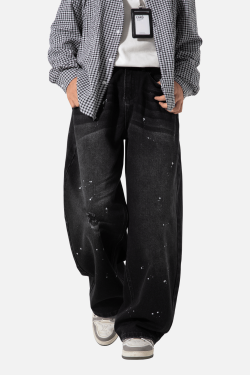 Style Core Aesthetics, New Style Trends Vintage Washed Paint-Splatter Jeans