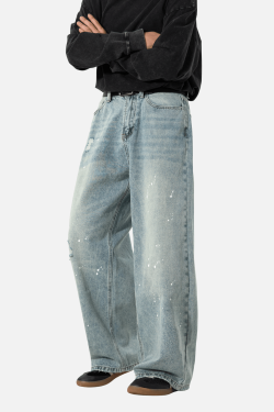 Style Core Aesthetics, New Style Trends Vintage Washed Paint-Splatter Jeans