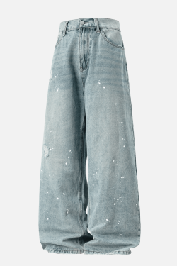 Style Core Aesthetics, New Style Trends Vintage Washed Paint-Splatter Jeans