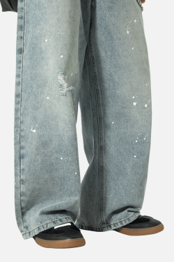 Style Core Aesthetics, New Style Trends Vintage Washed Paint-Splatter Jeans