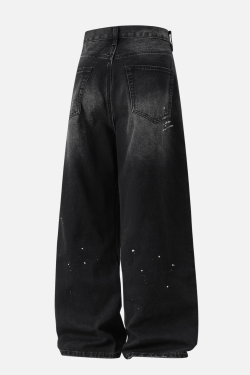 Style Core Aesthetics, New Style Trends Vintage Washed Paint-Splatter Jeans