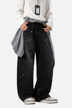 Style Core Aesthetics, New Style Trends Vintage Washed Paint-Splatter Jeans