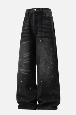 Style Core Aesthetics, New Style Trends Vintage Washed Paint-Splatter Jeans