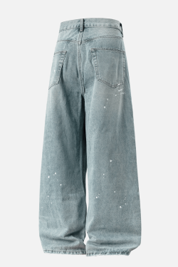Style Core Aesthetics, New Style Trends Vintage Washed Paint-Splatter Jeans
