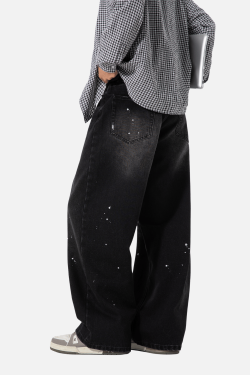 Style Core Aesthetics, New Style Trends Vintage Washed Paint-Splatter Jeans