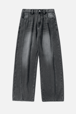 Style Core Aesthetics, New Style Trends Vintage Washed Panel Jeans