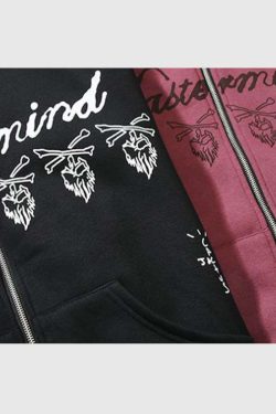 Style Core Aesthetics, New Style Trends Wash Skull Print Hoodie