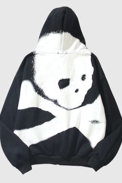 Style Core Aesthetics, New Style Trends Wash Skull Print Hoodie
