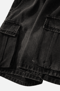 Style Core Aesthetics, New Style Trends Washed Denim Cargo Shorts