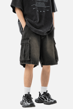 Style Core Aesthetics, New Style Trends Washed Denim Cargo Shorts