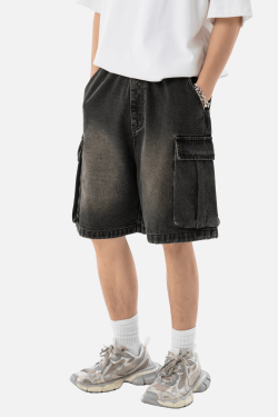 Style Core Aesthetics, New Style Trends Washed Denim Cargo Shorts