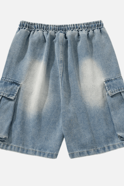Style Core Aesthetics, New Style Trends Washed Denim Cargo Shorts