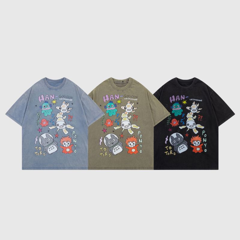Style Core Aesthetics, New Style Trends Washed Distressed Anime Pinted Tee Style Core Aesthetics, New Style Trends Washed Distressed Anime Pinted Tee