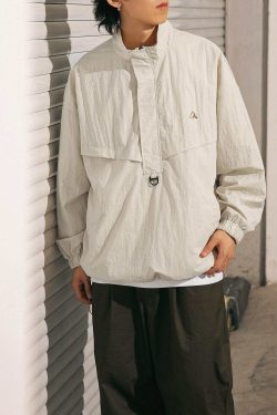 Style Core Aesthetics, New Style Trends Waterproof Textured Half-Zip Tactical Jacket