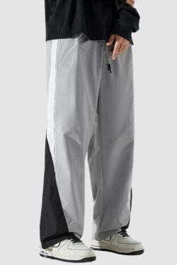 Style Core Aesthetics, New Style Trends Wide Leg Color Contrast Parachute Pants