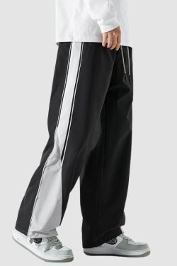 Style Core Aesthetics, New Style Trends Wide Leg Color Contrast Parachute Pants