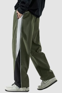 Style Core Aesthetics, New Style Trends Wide Leg Color Contrast Parachute Pants