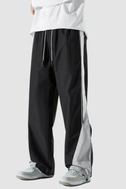 Style Core Aesthetics, New Style Trends Wide Leg Color Contrast Parachute Pants