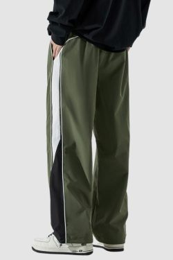 Style Core Aesthetics, New Style Trends Wide Leg Color Contrast Parachute Pants