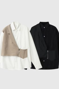 Style Core Aesthetics, New Style Trends Zipper Vest Patch Shirts