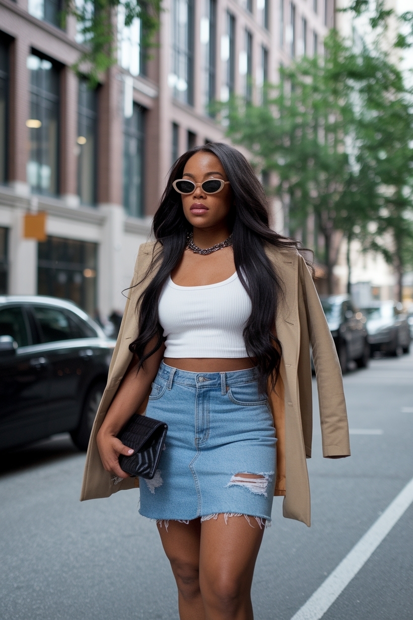 Baddie Jean Skirt Outfits Black Women: Style Guide outfit idea