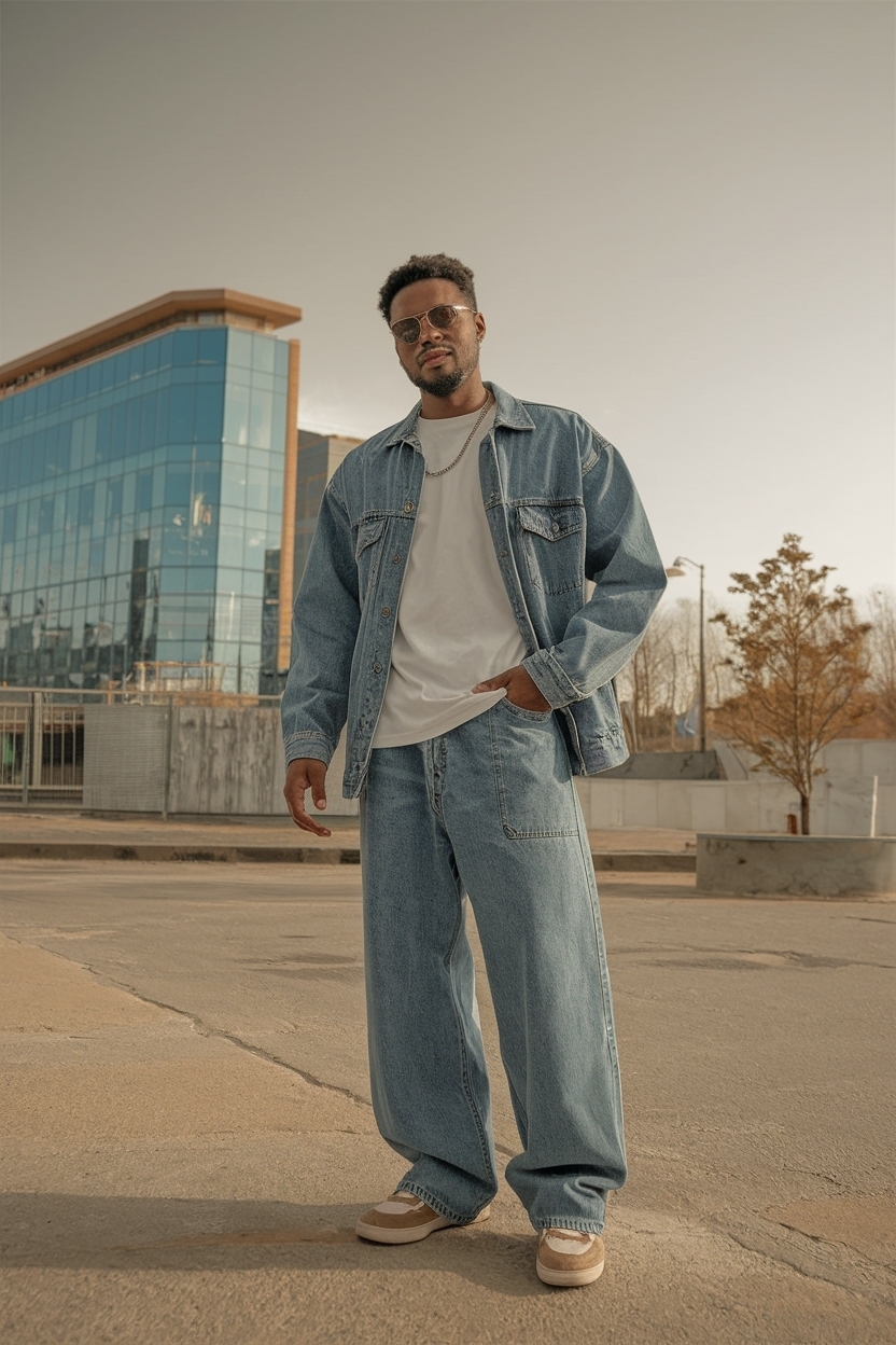 Baggy Blue Jeans Outfit Men: Effortless Casual Style outfit idea