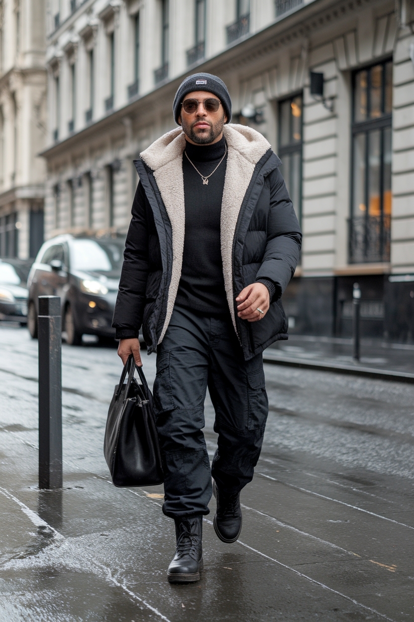 Creating the Perfect Black Cargo Pants Winter Outfit outfit idea