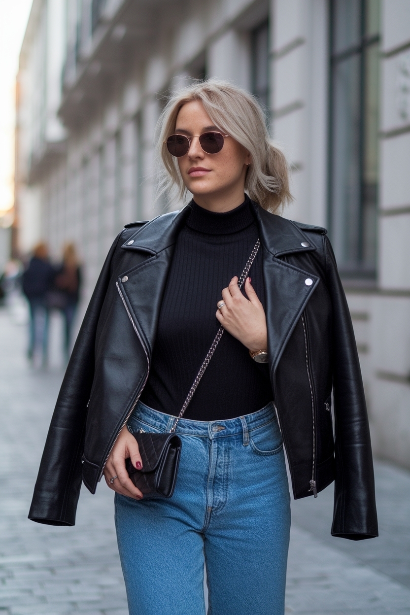 Black Leather Jacket Outfit Women: Chic Combinations outfit idea