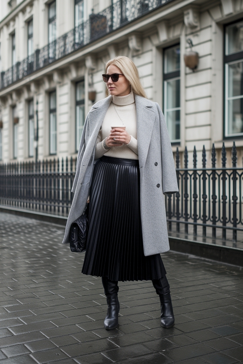 Trendy Black Pleated Skirt Outfit Winter Looks outfit idea