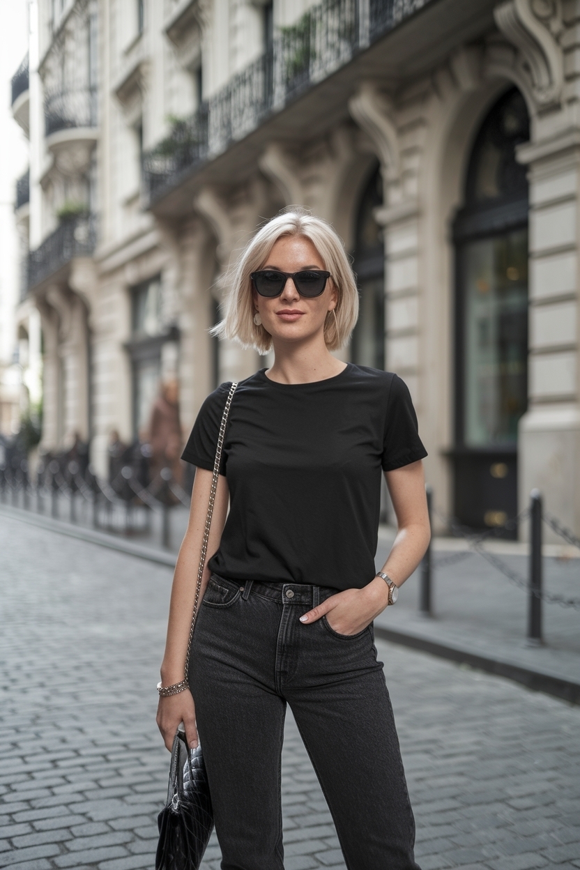 Casual Black T Shirt and Jeans Outfit for Daily Wear outfit idea