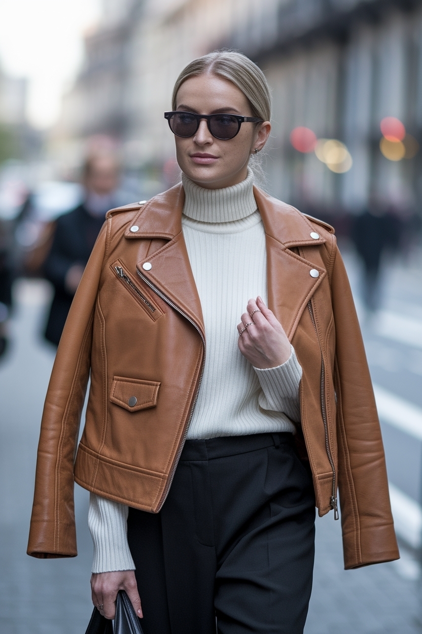 Brown Leather Jacket Womens Outfit: Perfect Layering Piece outfit idea