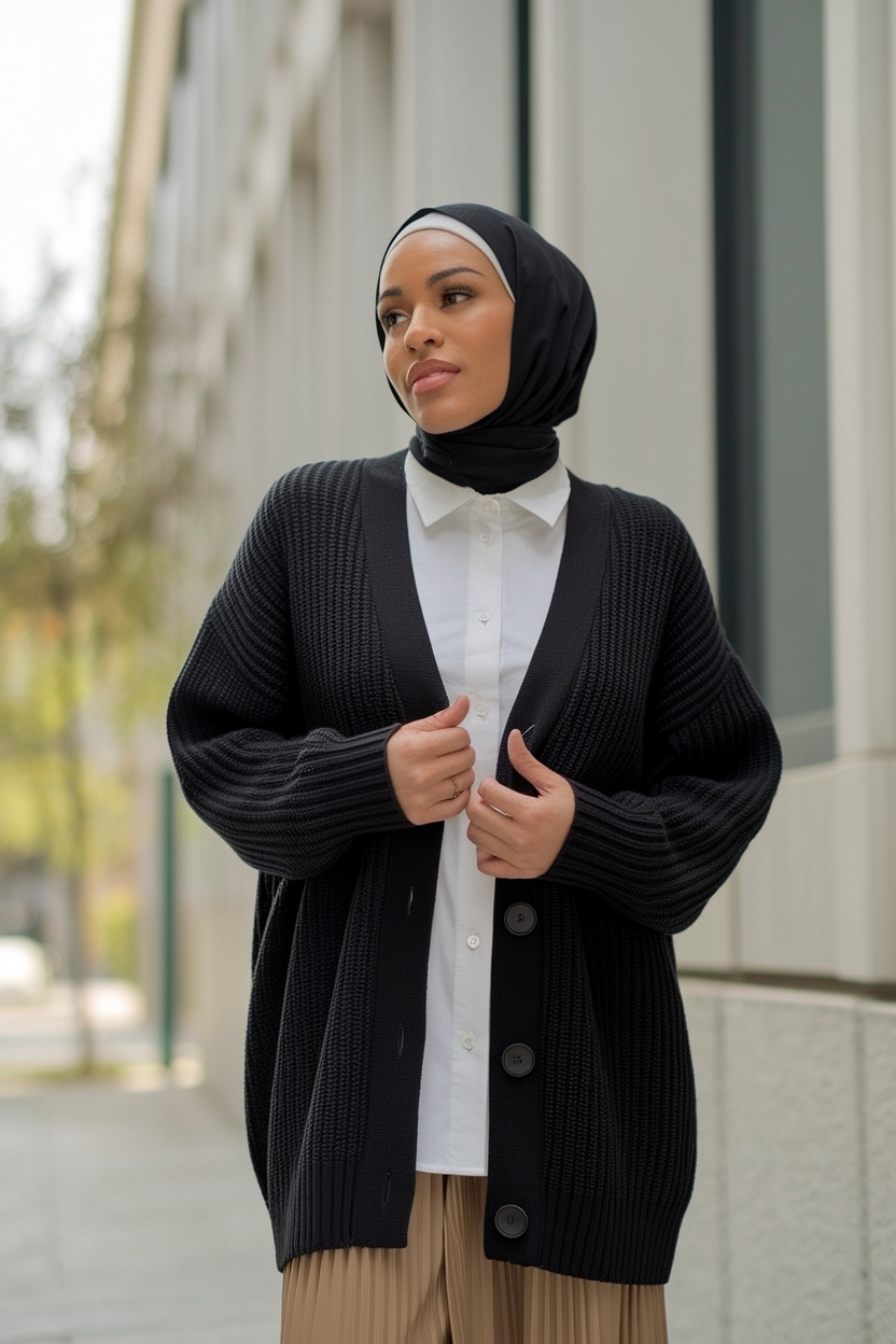 Cardigan Outfit for Black Women Wearing Hijab: Chic Ideas outfit idea