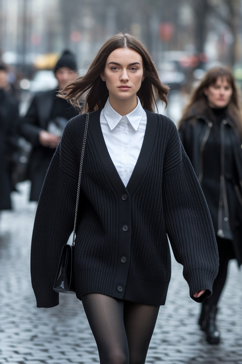 Cardigan Outfit for Black Women with Tights: Perfect Pairing outfit idea