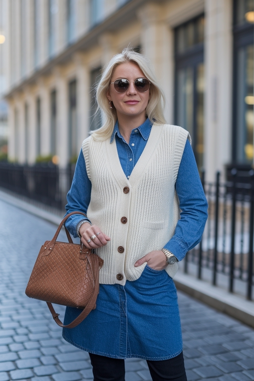 Chic Cardigan Vest Outfit for Women This Spring outfit idea