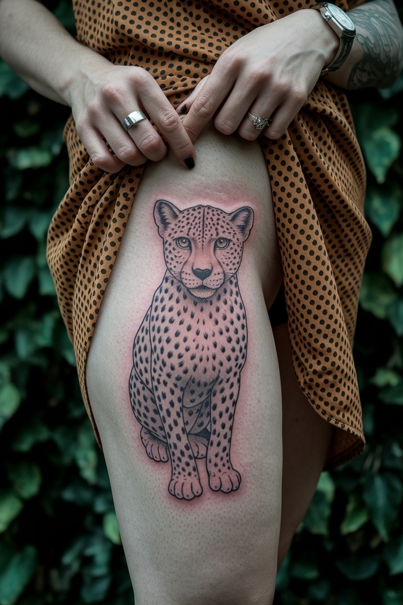 Cheetah Print Tattoo on Thigh: Placement Ideas outfit idea