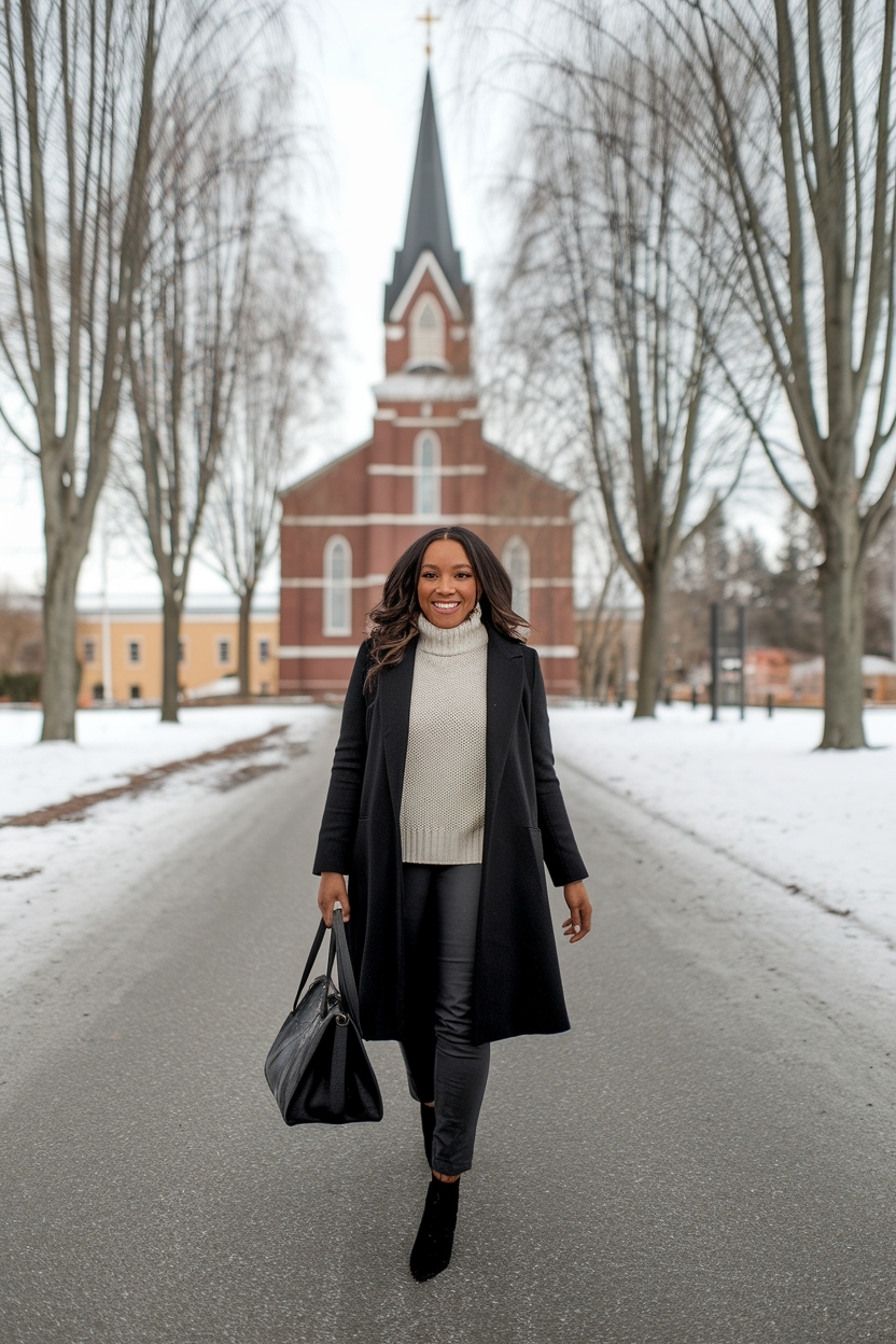 Elegant Church Outfit for Black Women in Winter outfit idea