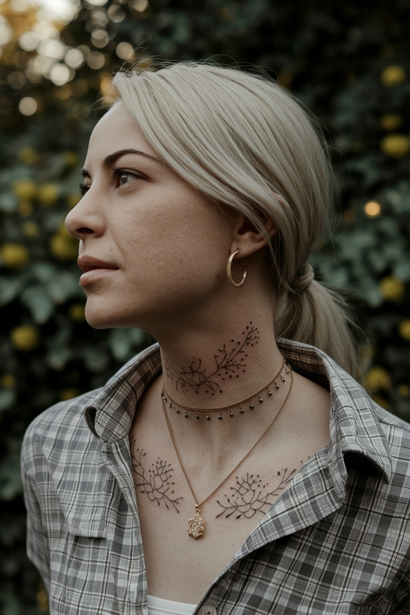 Dainty Neck Tattoos for Women: Subtle Yet Stunning Options outfit idea