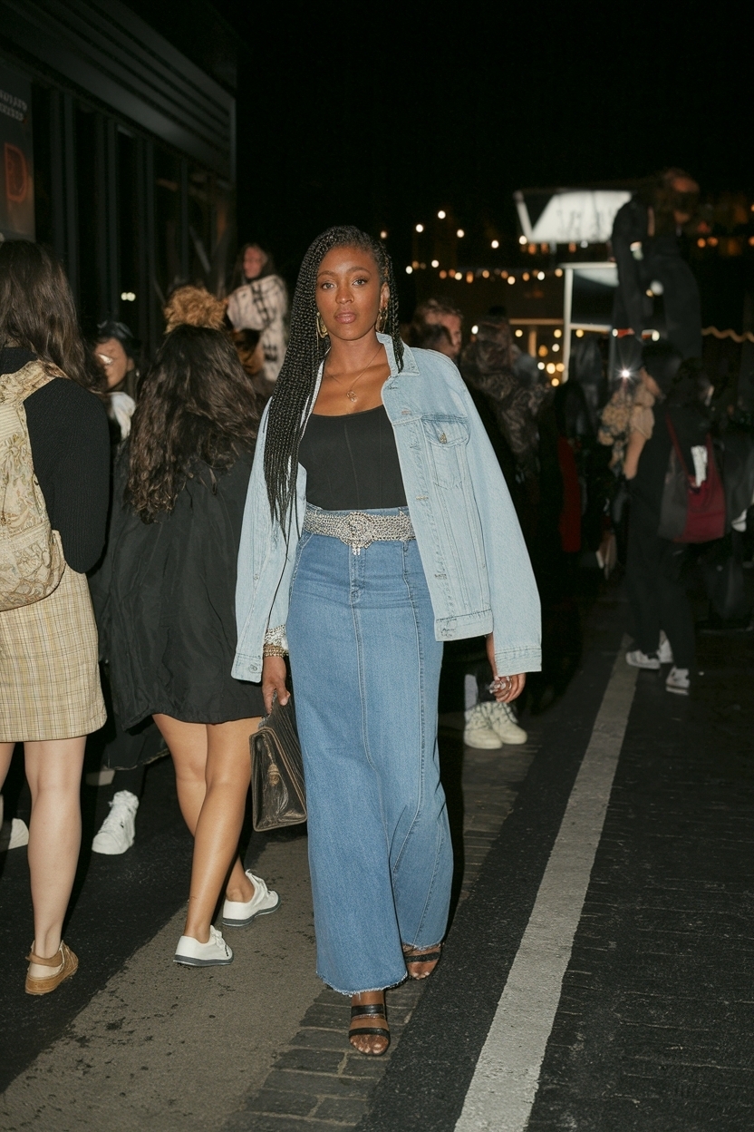 Denim Skirt Outfit Black Women Night Out: Chic Ideas outfit idea