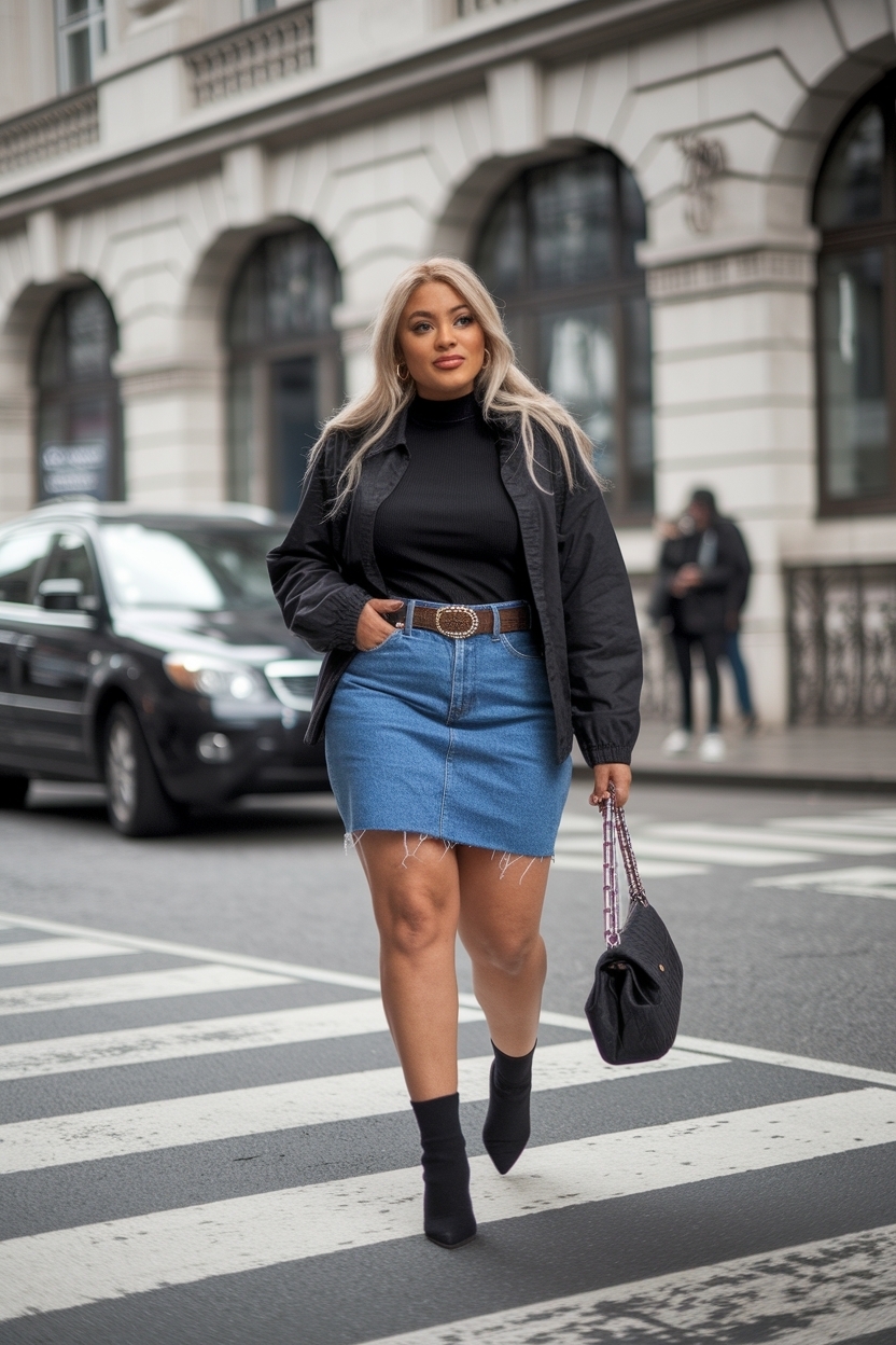 Denim Skirt Outfit Black Women Thick: Flattering Styles outfit idea