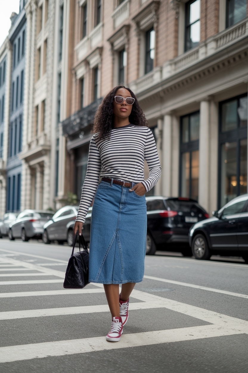 Denim Skirt Outfit Black Women with Jord: Trendy Combinations outfit idea